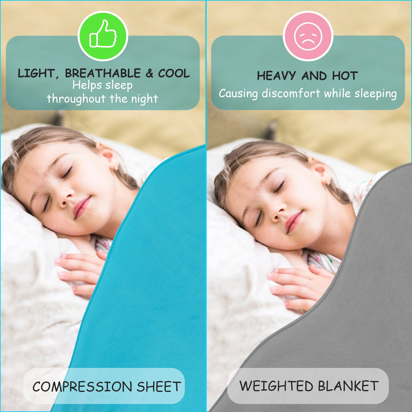 Double Bed Sensory Bed Sheet-Powder blue-Alternative to a weighted blanket