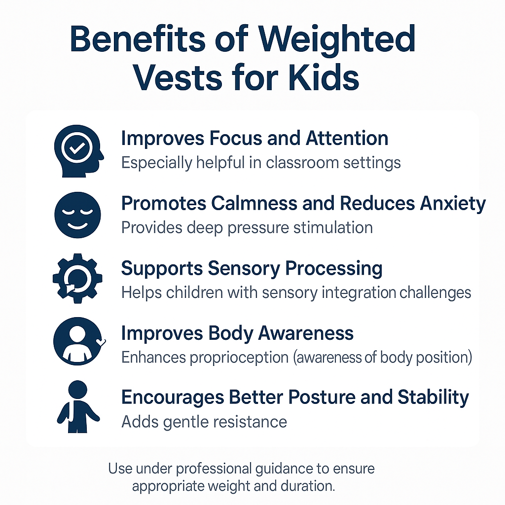 Blue Weighted Adjustable Compression Vest-Deep Pressure for Children age 2-10+