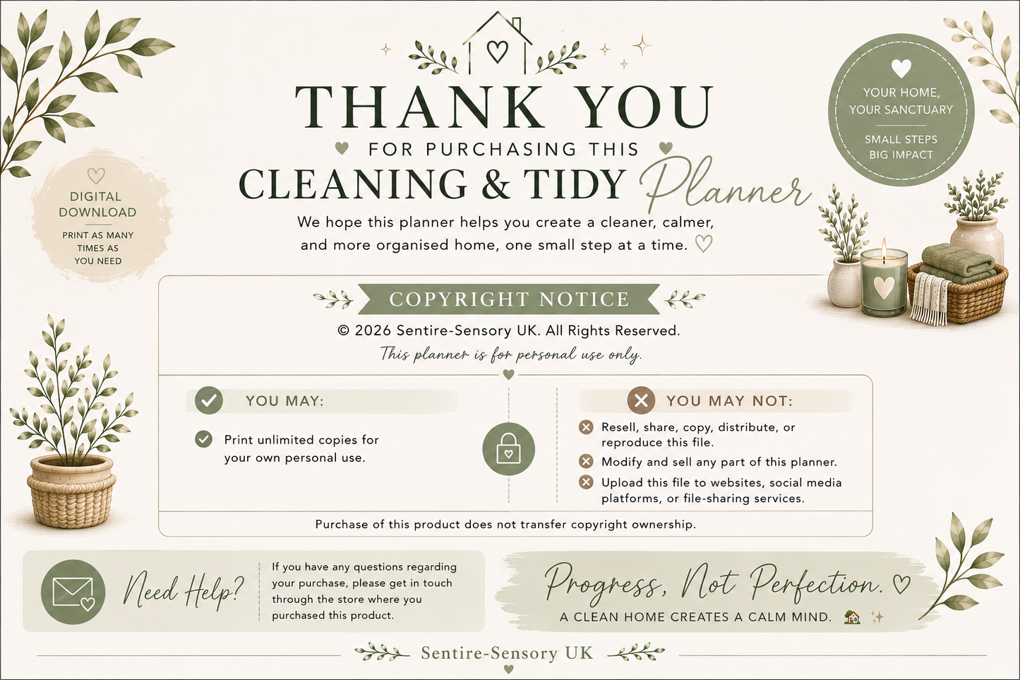 ADHD-Friendly Cleaning & Tidy Planner Printable PDF | Home Organisation, Cleaning Checklist & Declutter Bundle