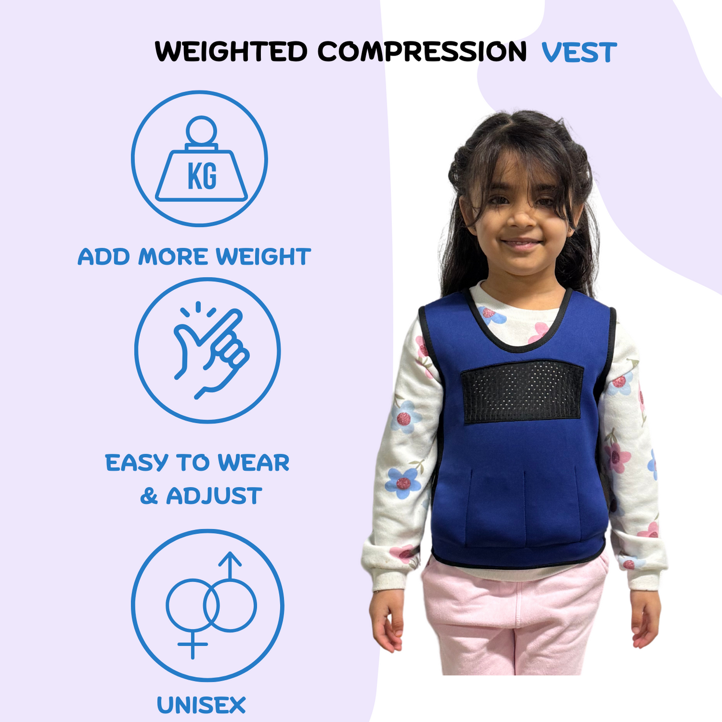 Weighted Adjustable Compression Vest-Deep Pressure for Children age 2-10+