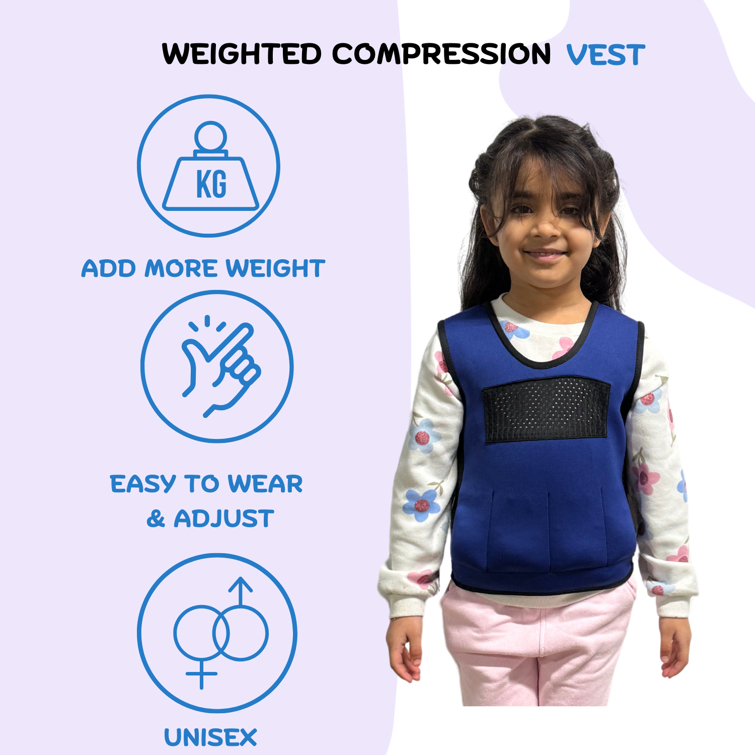Weighted Adjustable Compression Vest-Deep Pressure for Children age 2-10+