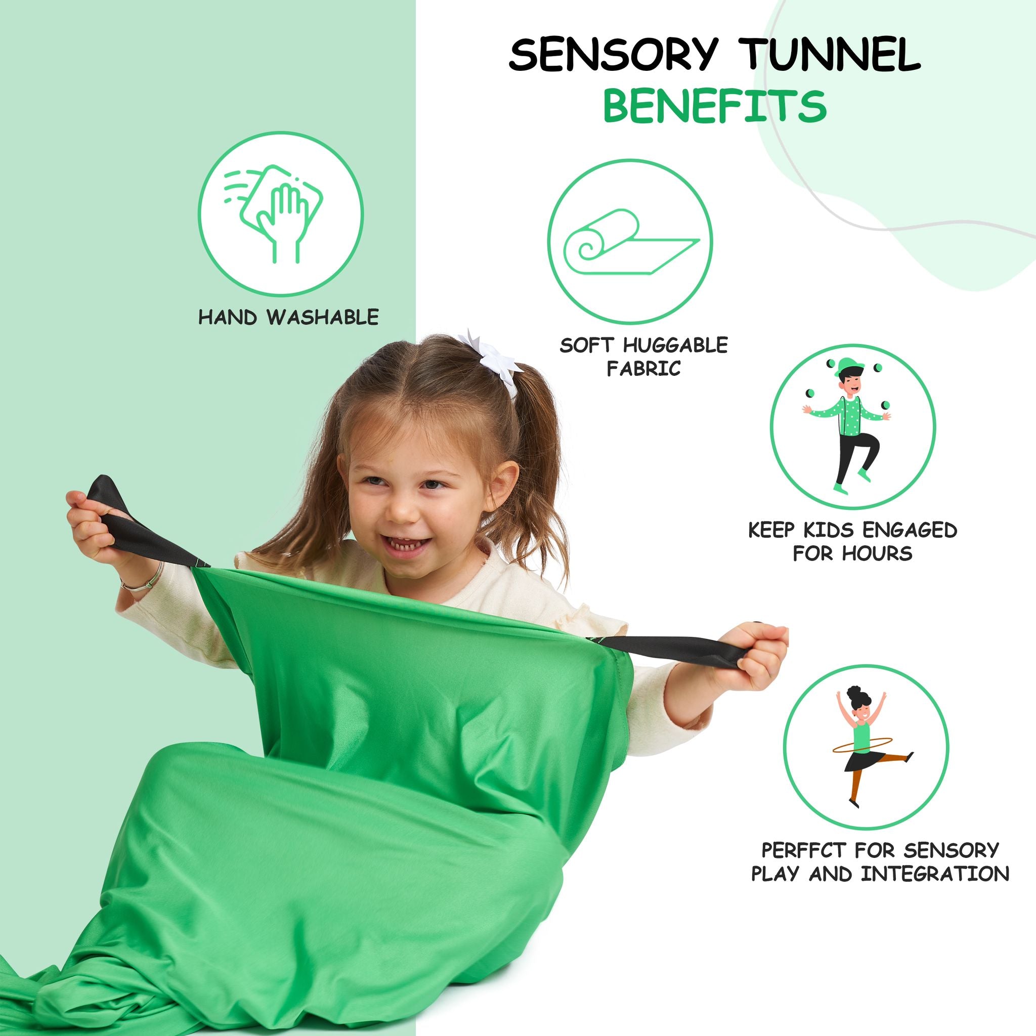 Sensory Compression Resistance Tunnel-Ideal for vestibular and proprioceptive Input-core/Neck/Upper Extremity Strength, and Body Awareness -Available in 2 sizes