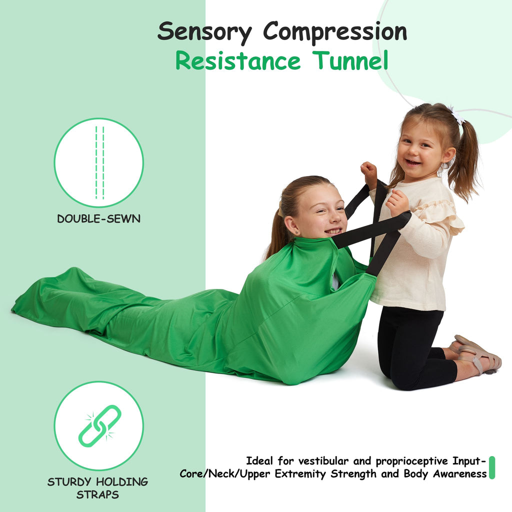 Sensory Compression Resistance Tunnel-Ideal for vestibular and proprioceptive Input-core/Neck/Upper Extremity Strength, and Body Awareness -Available in 2 sizes