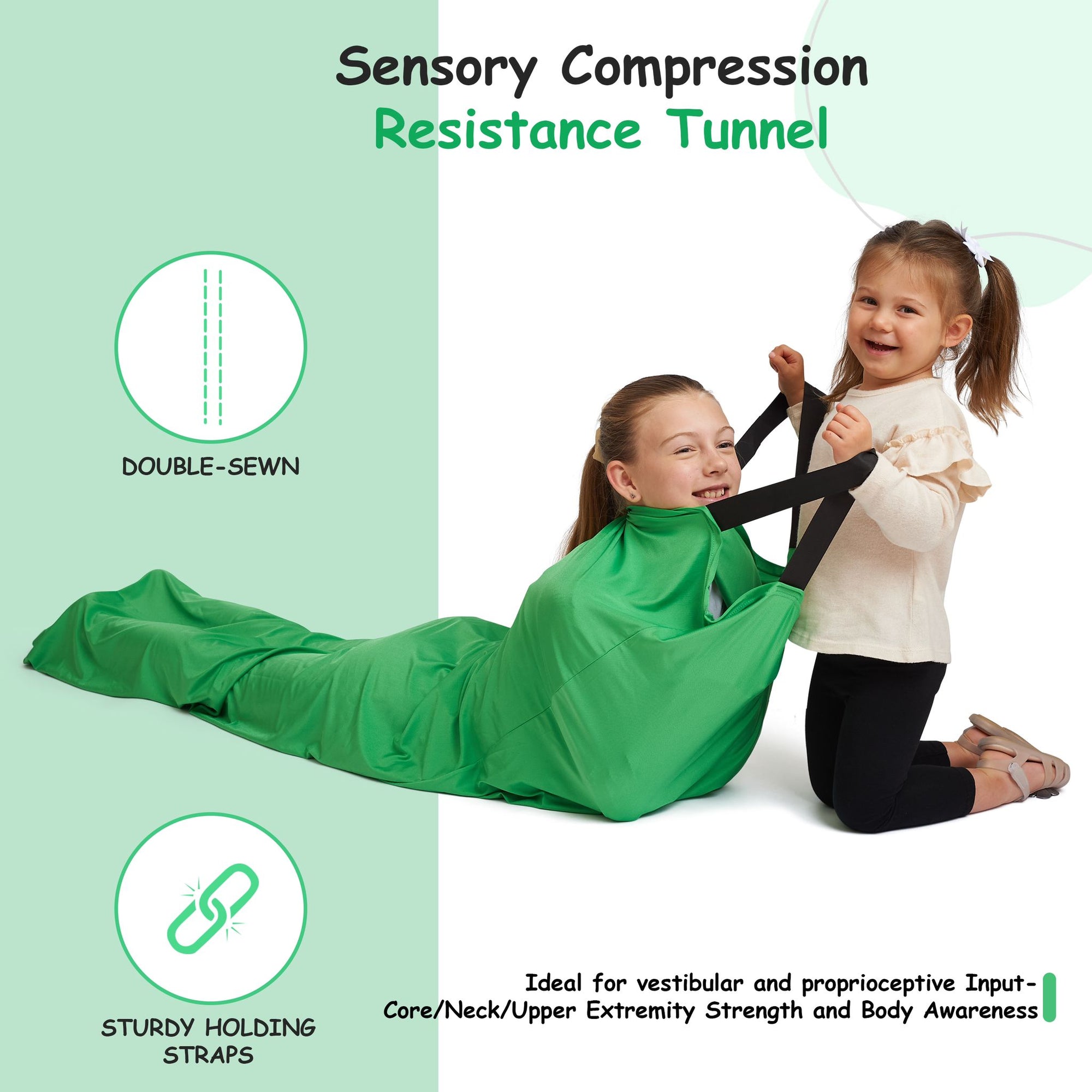 Sensory Compression Resistance Tunnel-Ideal for vestibular and proprioceptive Input-core/Neck/Upper Extremity Strength, and Body Awareness -Available in 2 sizes