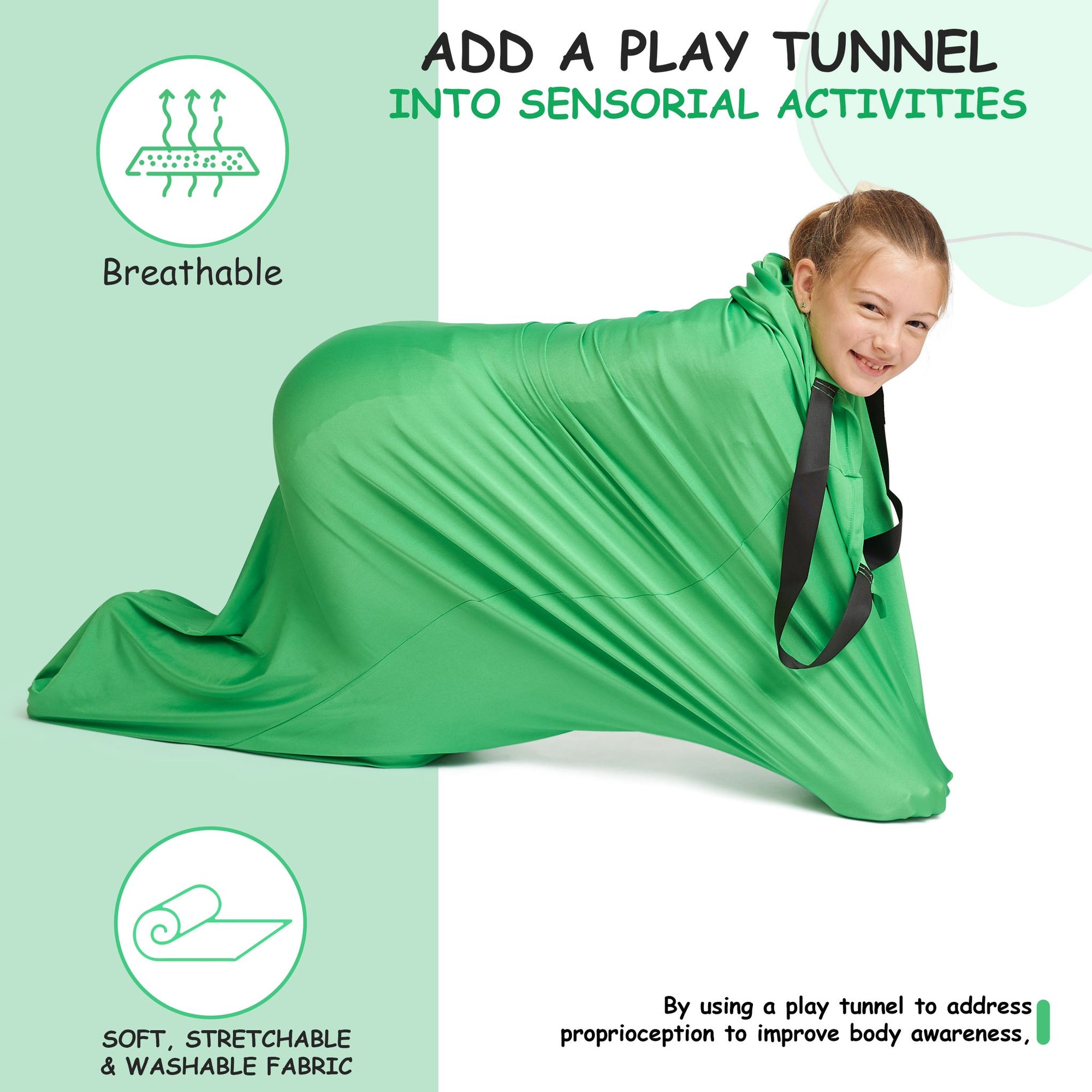 Sensory Compression Resistance Tunnel-Ideal for vestibular and proprioceptive Input-core/Neck/Upper Extremity Strength, and Body Awareness -Available in 2 sizes