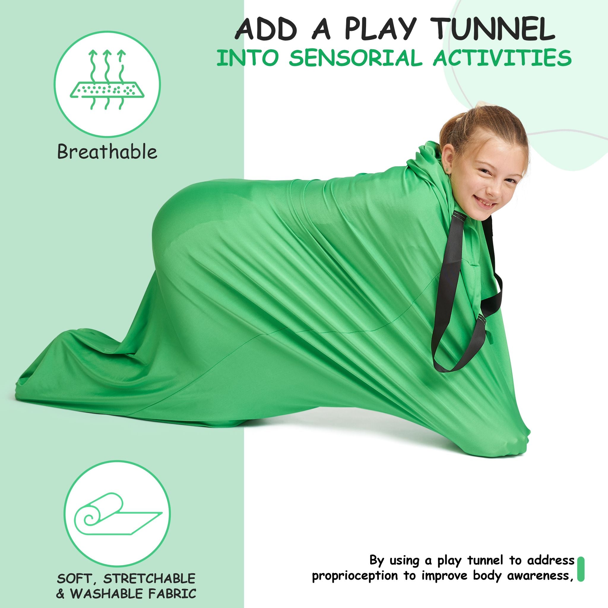 Sensory Compression Resistance Tunnel-Ideal for vestibular and proprioceptive Input-core/Neck/Upper Extremity Strength, and Body Awareness -Available in 2 sizes