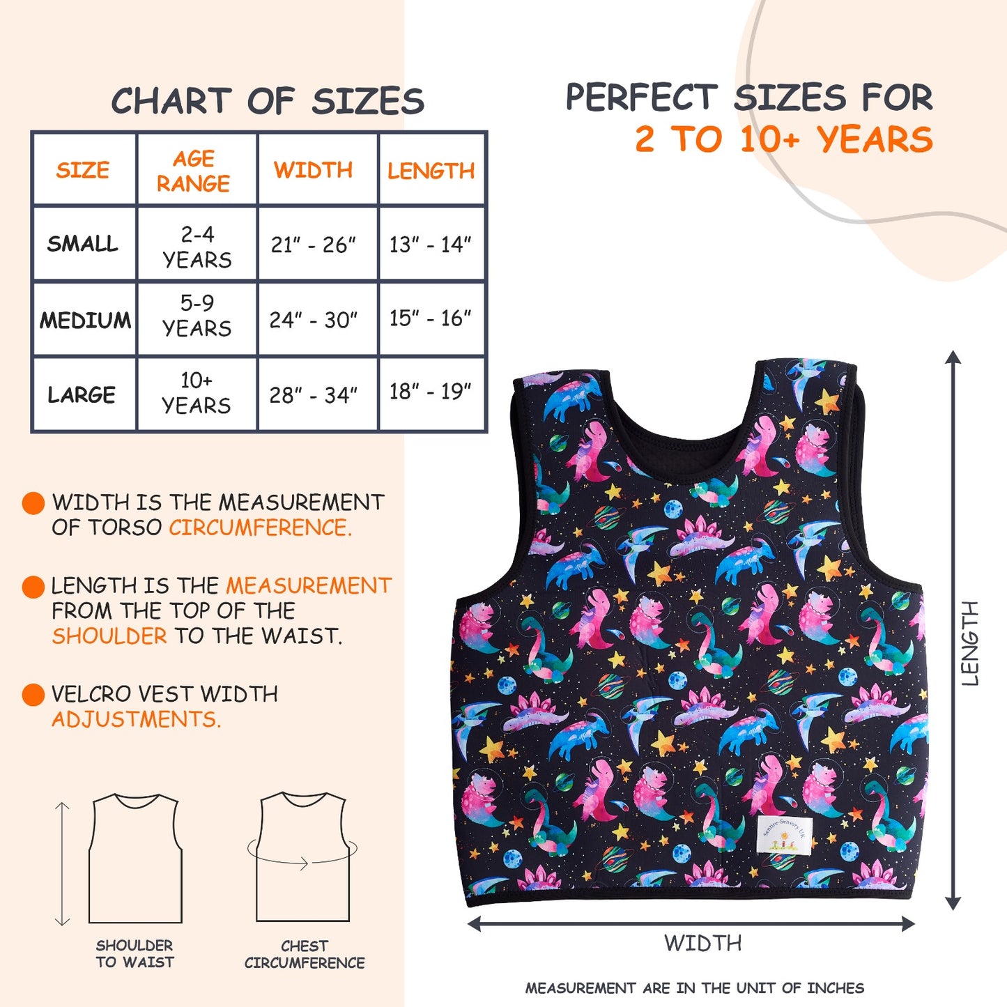 Deep Pressure Therapy Compression Vest (Just like a hug) for Integration Autism and Processing Disorder-Available in 3 sizes