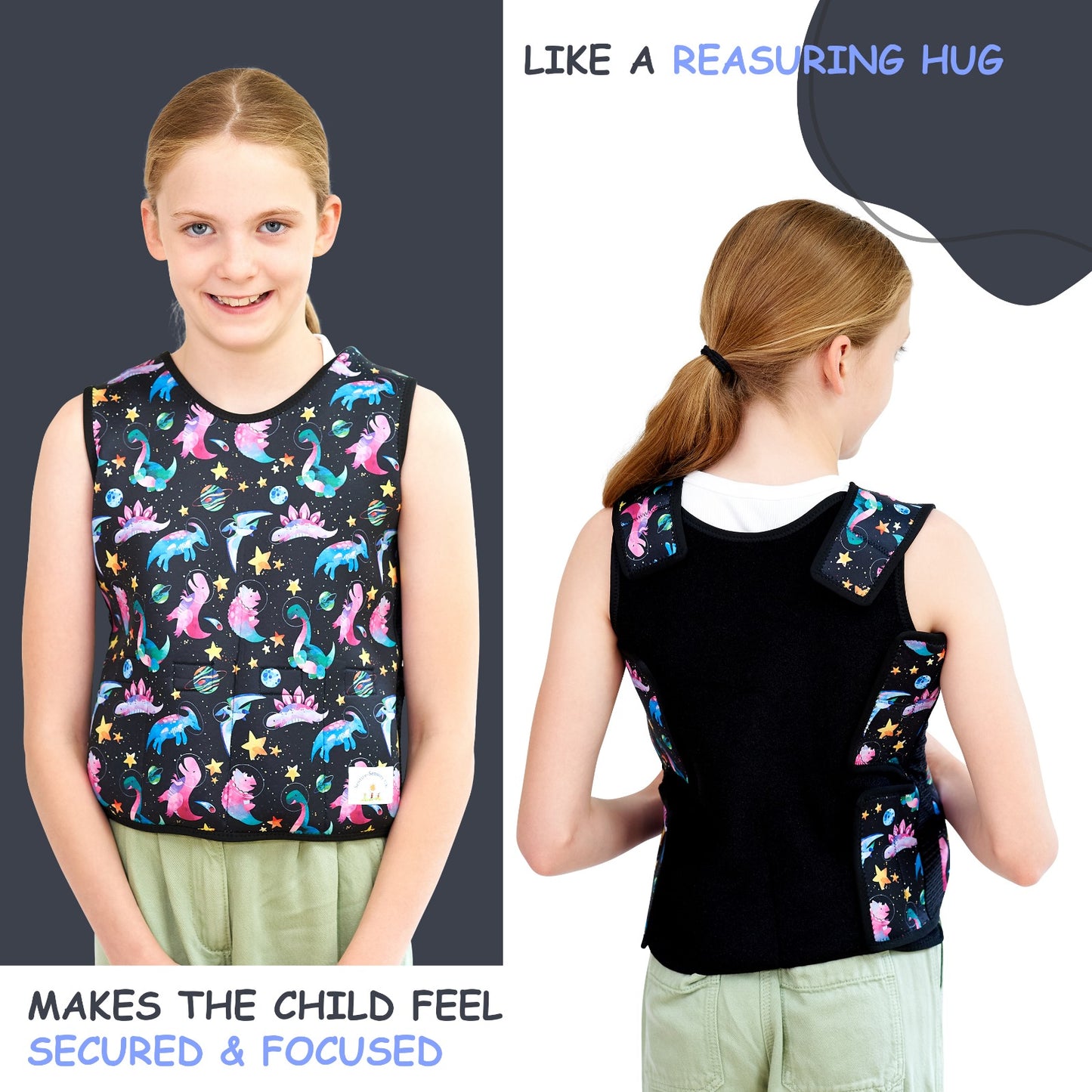 Printed Design Weighted Adjustable Compression Vest-Deep Pressure for Children