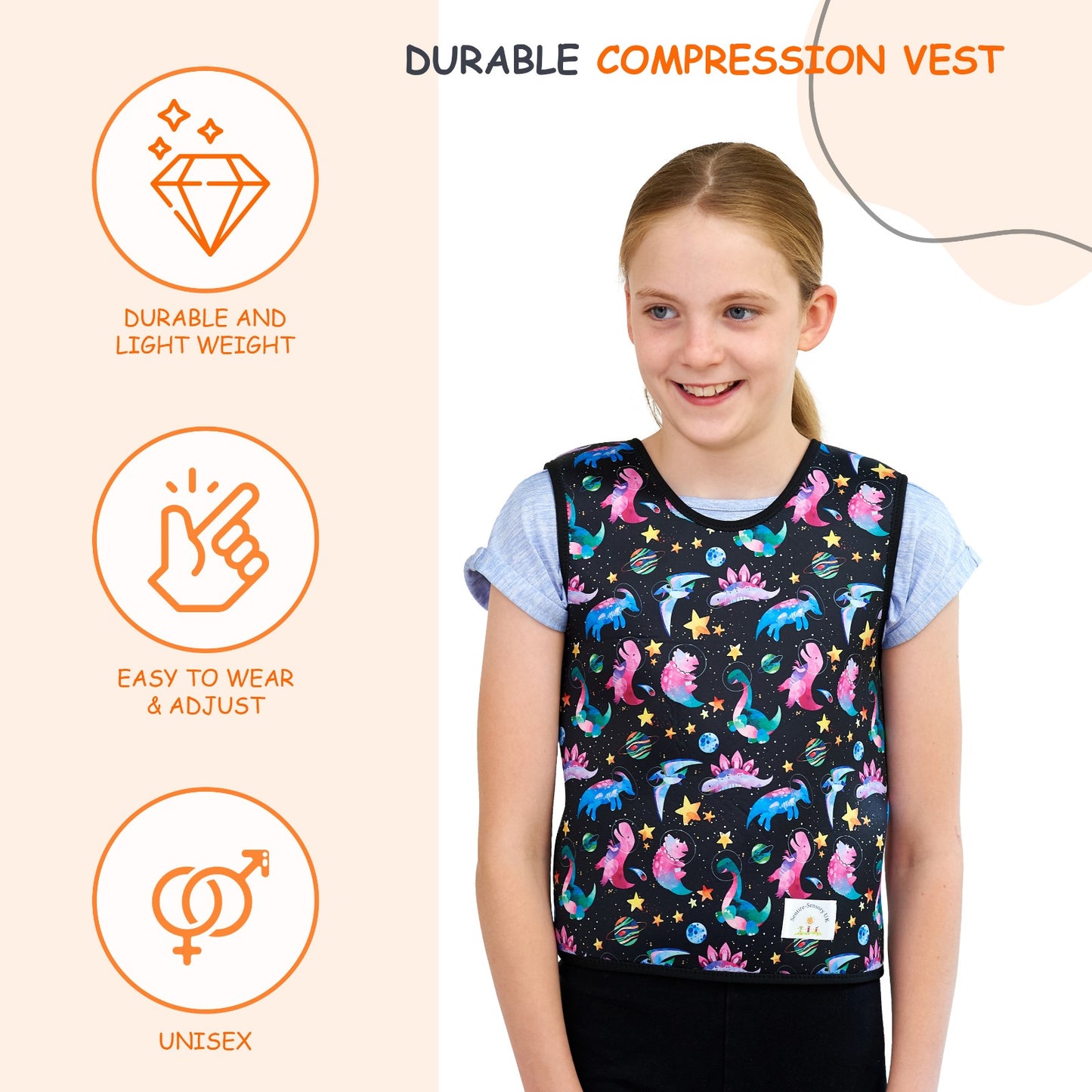 Deep Pressure Therapy Compression Vest (Just like a hug) for Integration Autism and Processing Disorder-Available in 3 sizes