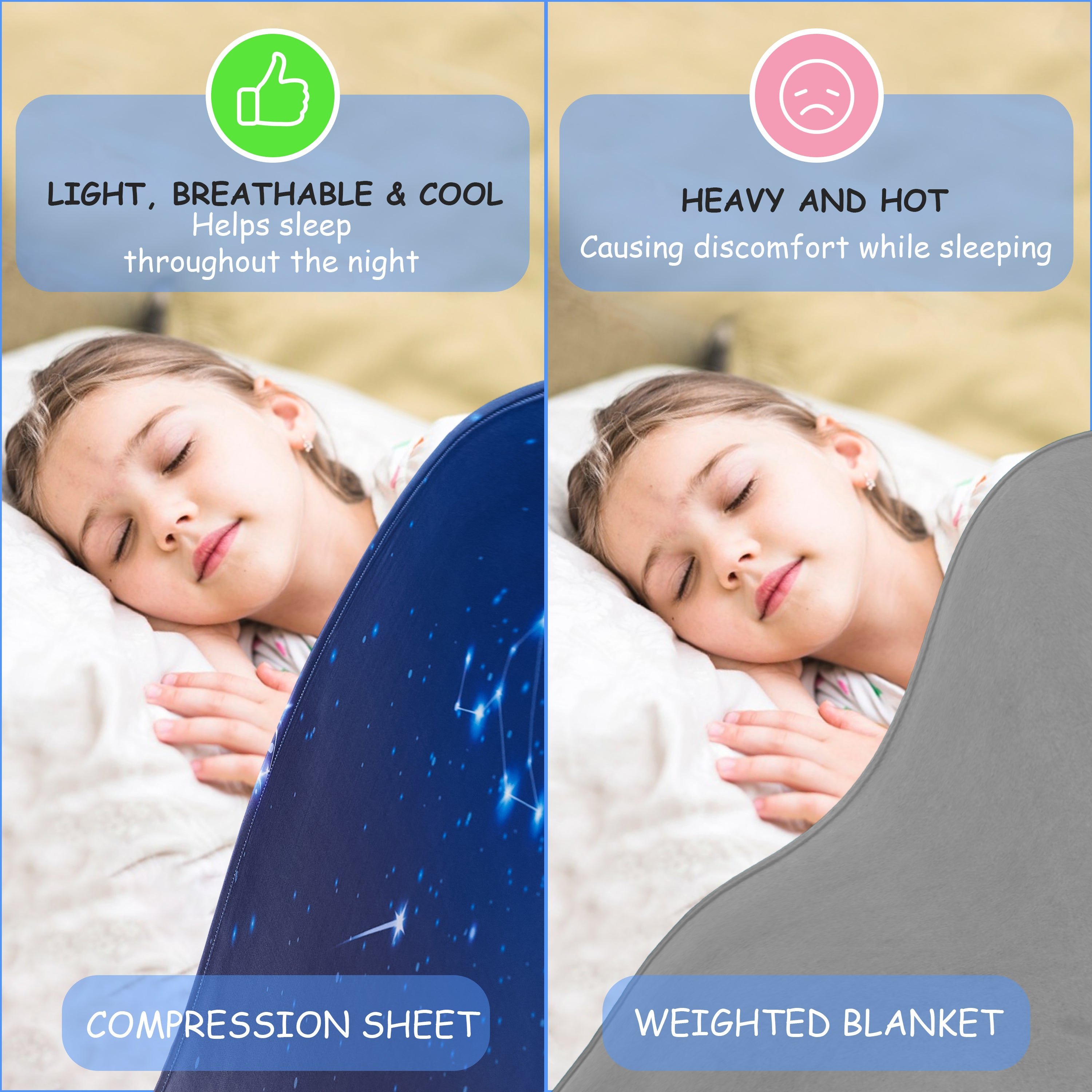 Stars Sensory Compression bed sheet-Toddler-Single-Double Size