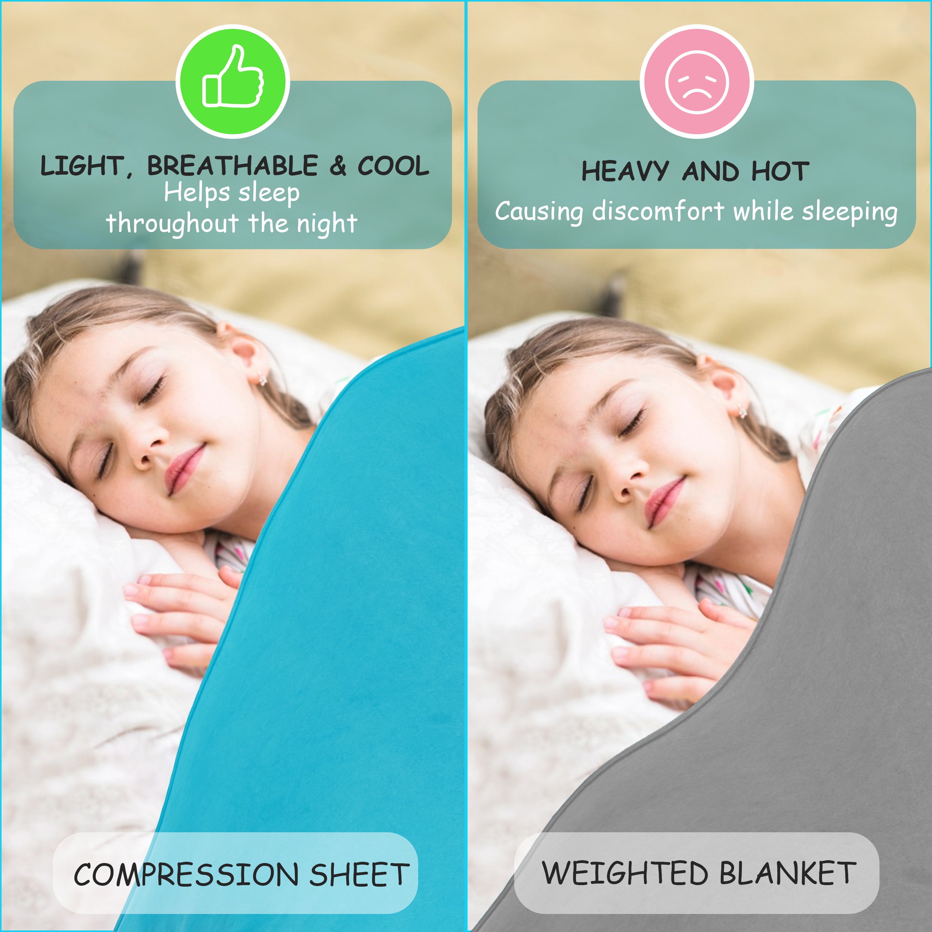 Double Bed Sensory Bed Sheet-Powder blue-Alternative to a weighted blanket