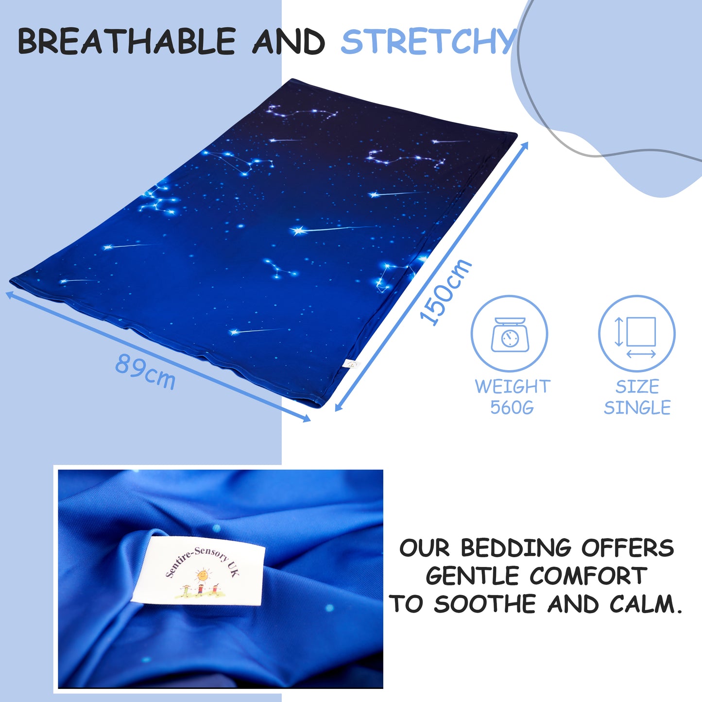 Stars Sensory Compression bed sheet-Toddler-Single-Double Size