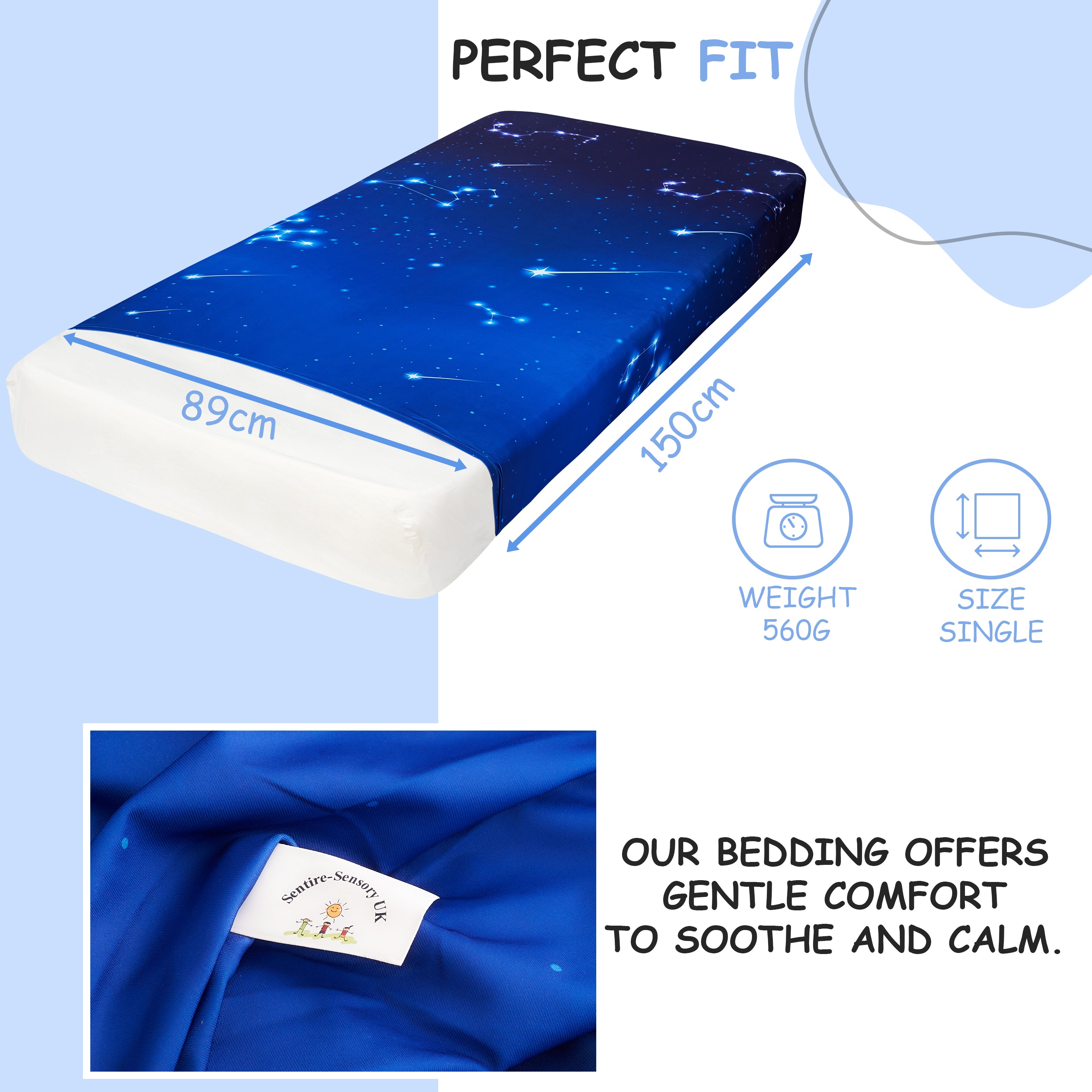 Stars Sensory Compression bed sheet-Toddler-Single-Double Size