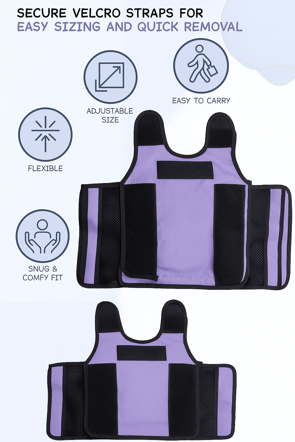 Lavender Weighted Adjustable Compression Vest-Deep Pressure for Children age 2-10+