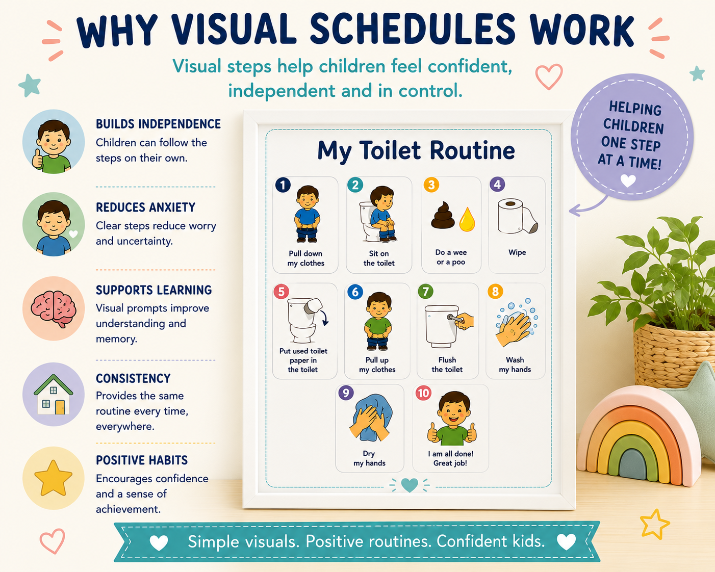 Toilet Routine Visual Schedule | Printable PECS Bathroom Chart (A4 Digital Download)