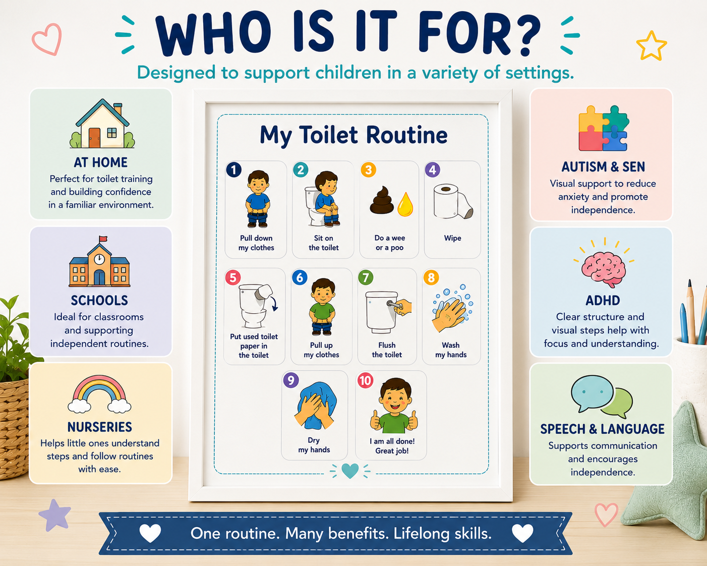 Toilet Routine Visual Schedule | Printable PECS Bathroom Chart (A4 Digital Download)