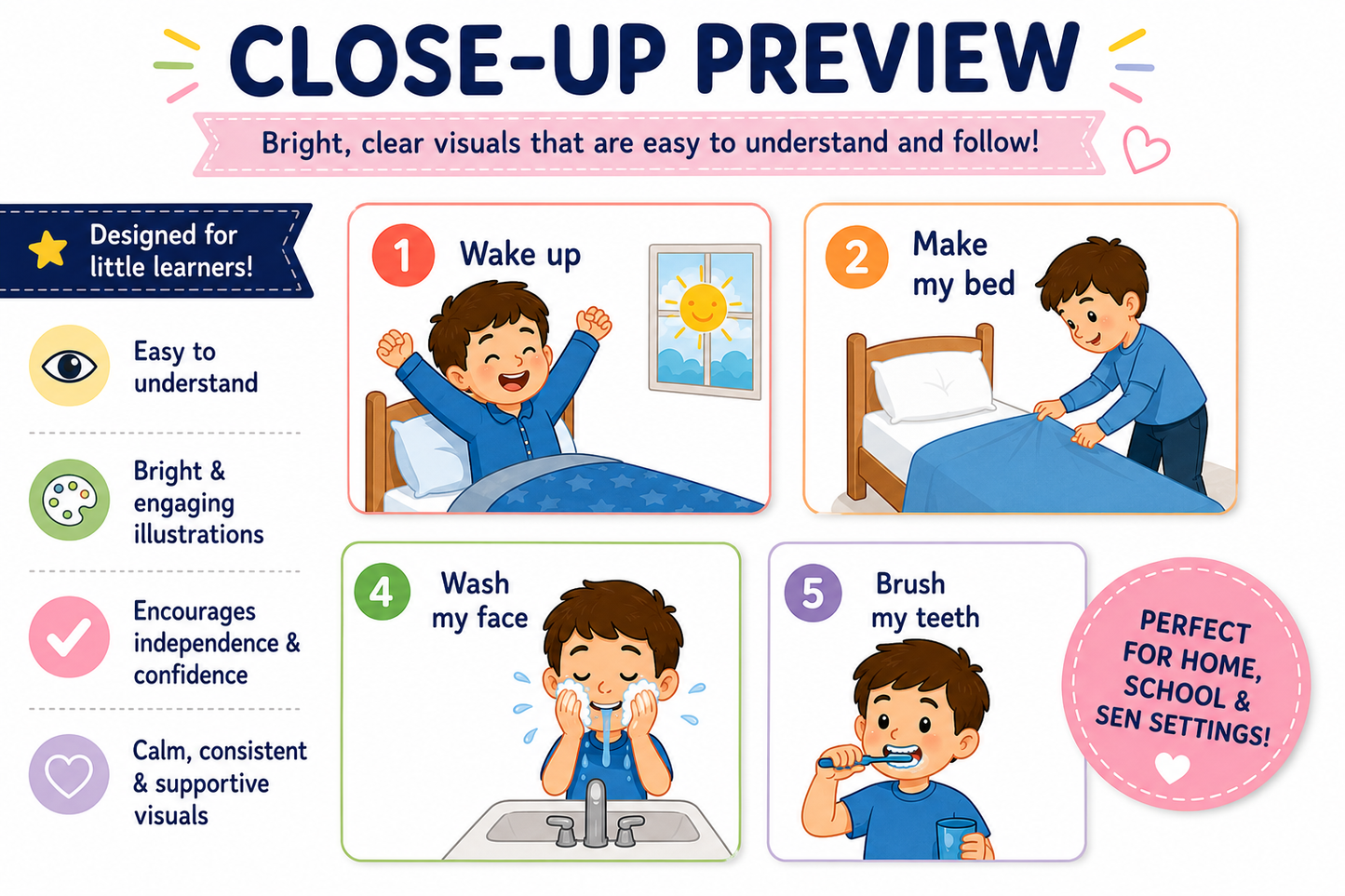 My Morning Routine Visual Schedule | A4 Printable PDF for Kids & Adults