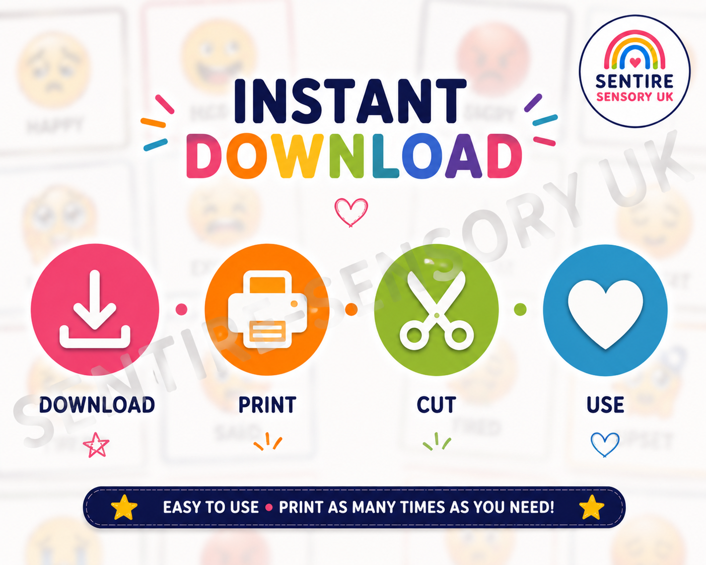 Emoji Emotions PECS Pack | Feelings Communication Cards- Digital Download