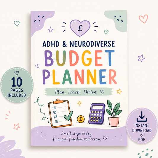 ADHD Budget Planner Printable PDF | Neurodiverse Money Planner | Financial Wellness Workbook | Savings & Debt Tracker | Instant Download