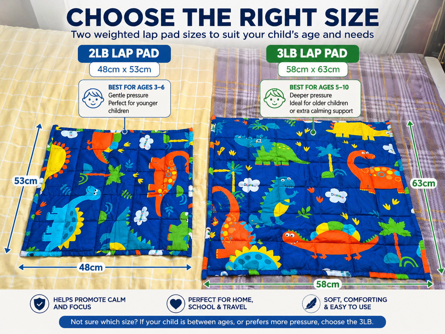 3lb Dinosaur Weighted Lap Pad 58x63cm