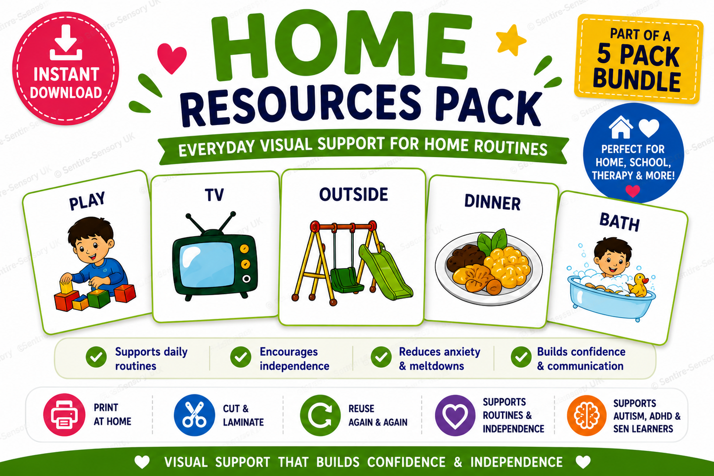 PECS Visual Support Bundle | Now & Next Board, School, Home, Sensory & Toilet Training Packs