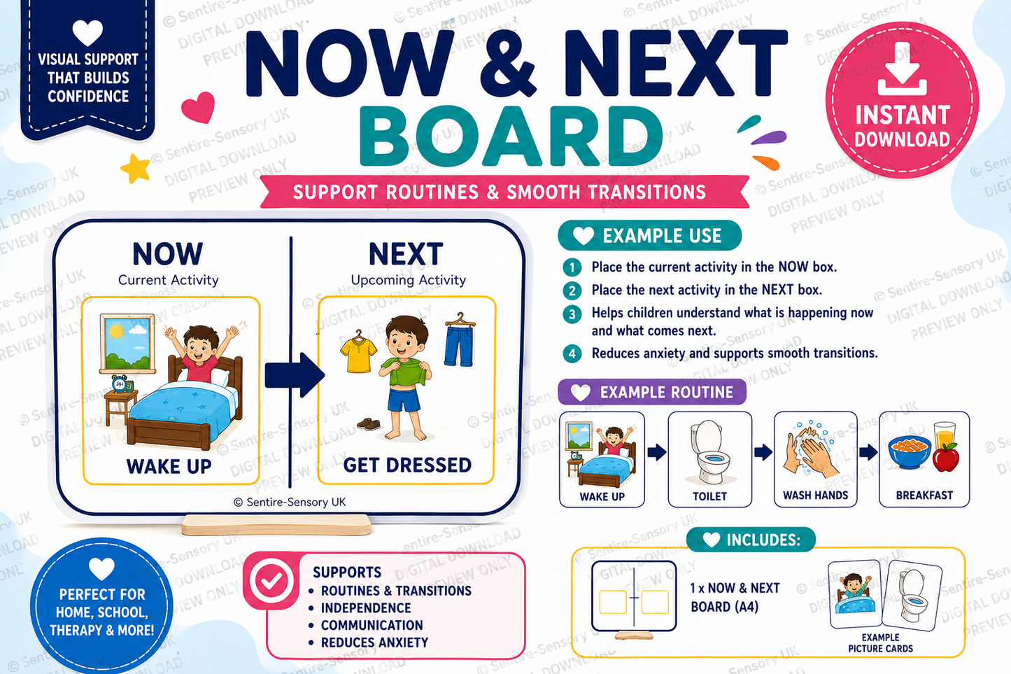 PECS Visual Support Bundle | Now & Next Board, School, Home, Sensory & Toilet Training Packs