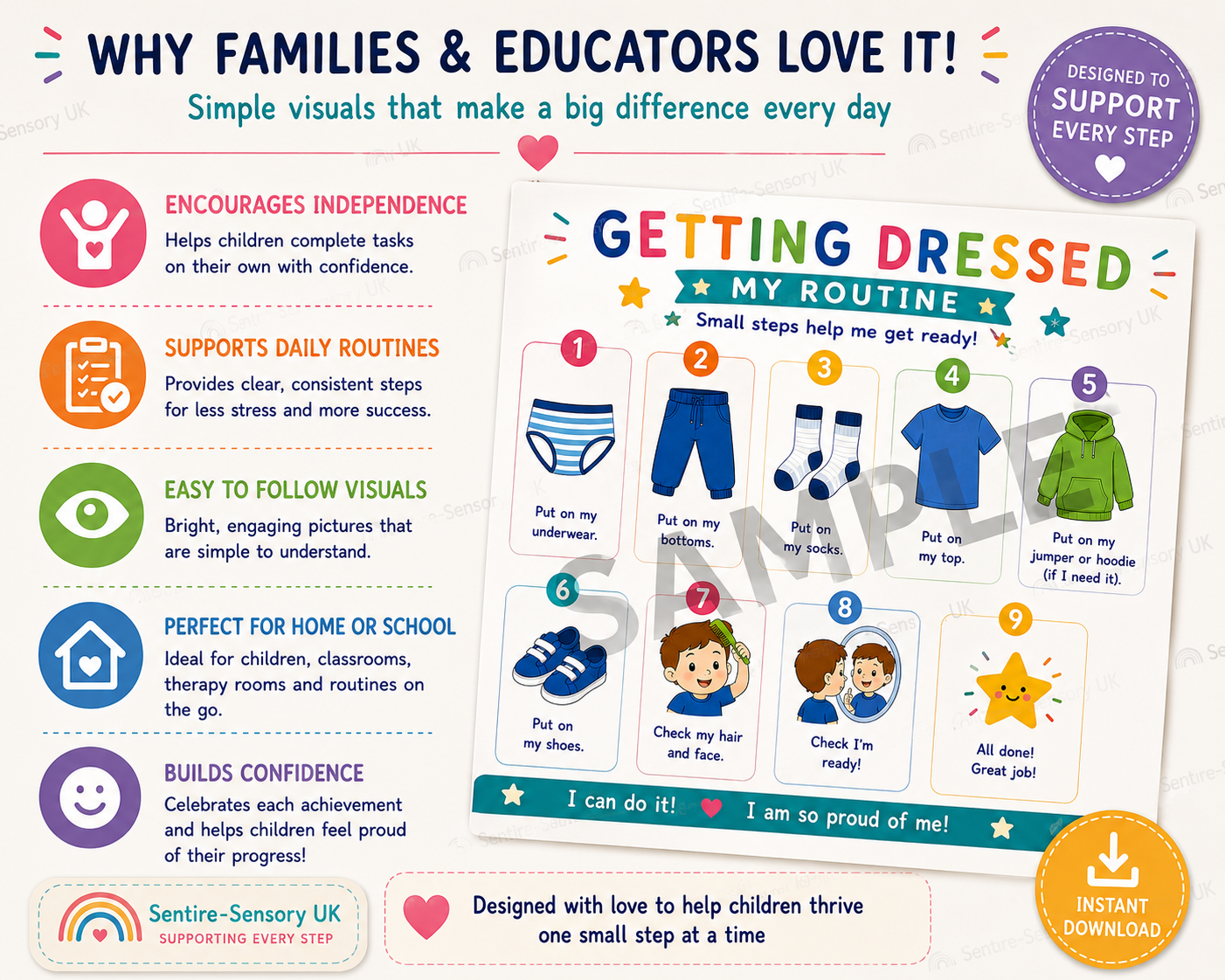 Getting Dressed Routine Chart for Kids | A4 Printable PDF Visual Schedule | Instant Download