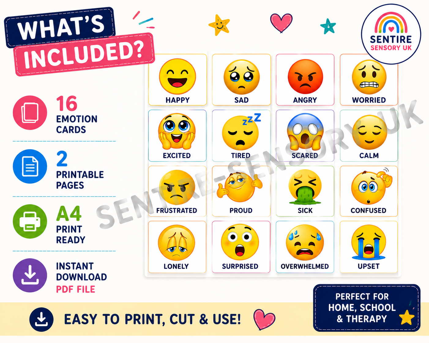 Emoji Emotions PECS Pack | Feelings Communication Cards- Digital Download