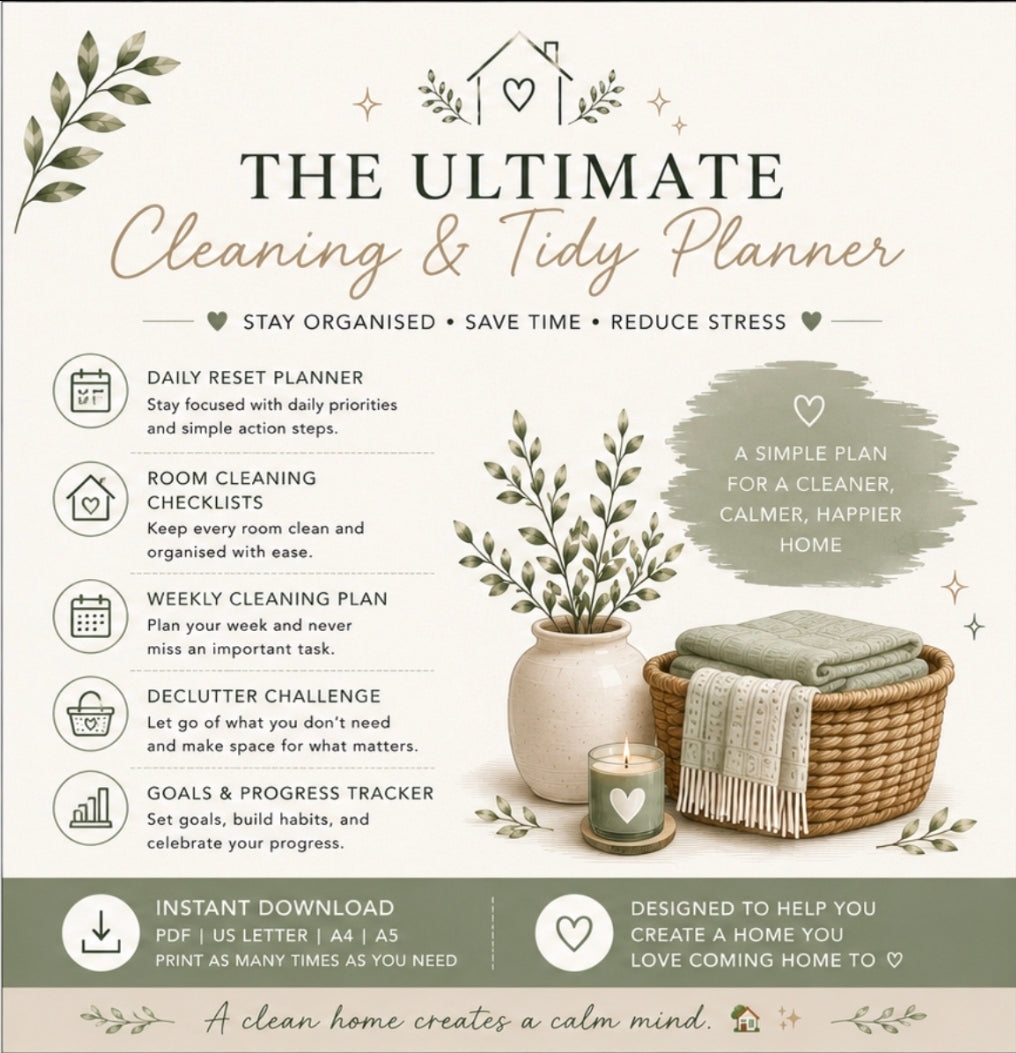 ADHD-Friendly Cleaning & Tidy Planner Printable PDF | Home Organisation, Cleaning Checklist & Declutter Bundle