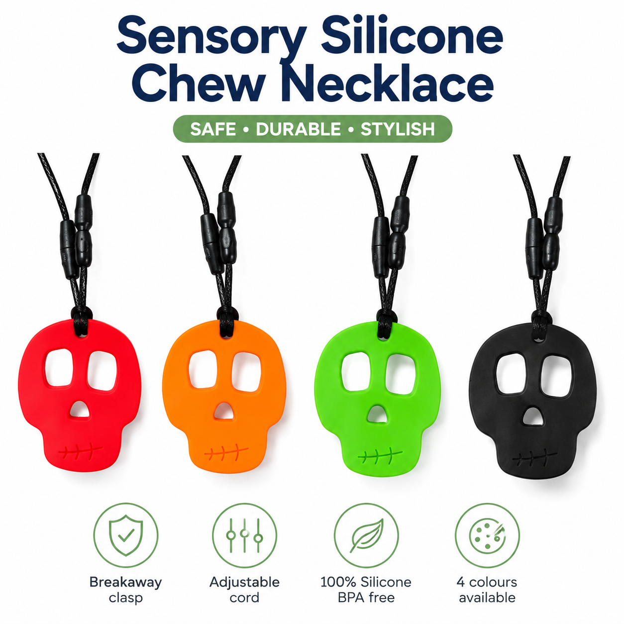Skull Sensory Silicone Chew Necklace