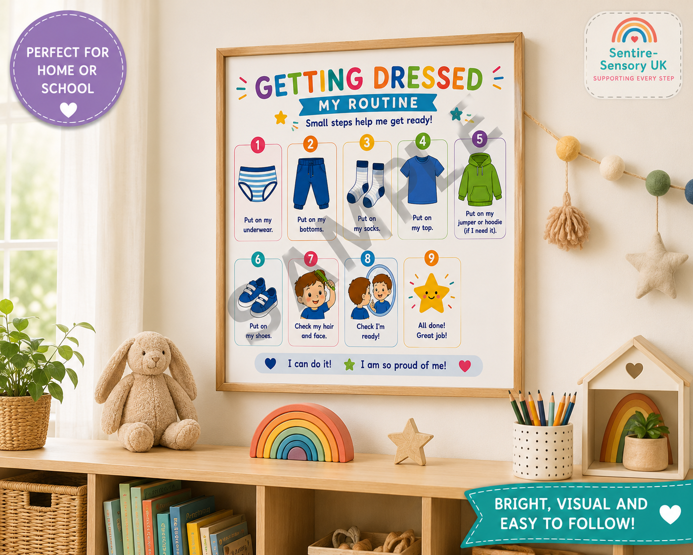 Getting Dressed Routine Chart for Kids | A4 Printable PDF Visual Schedule | Instant Download