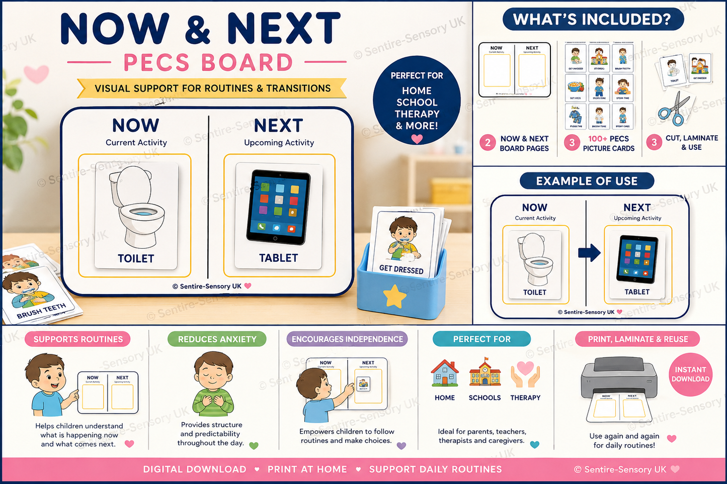 Now and Next PECS Board | Visual Schedule Cards | Autism Support | Daily Routine PECS | Printable PDF Download | SEN Resource