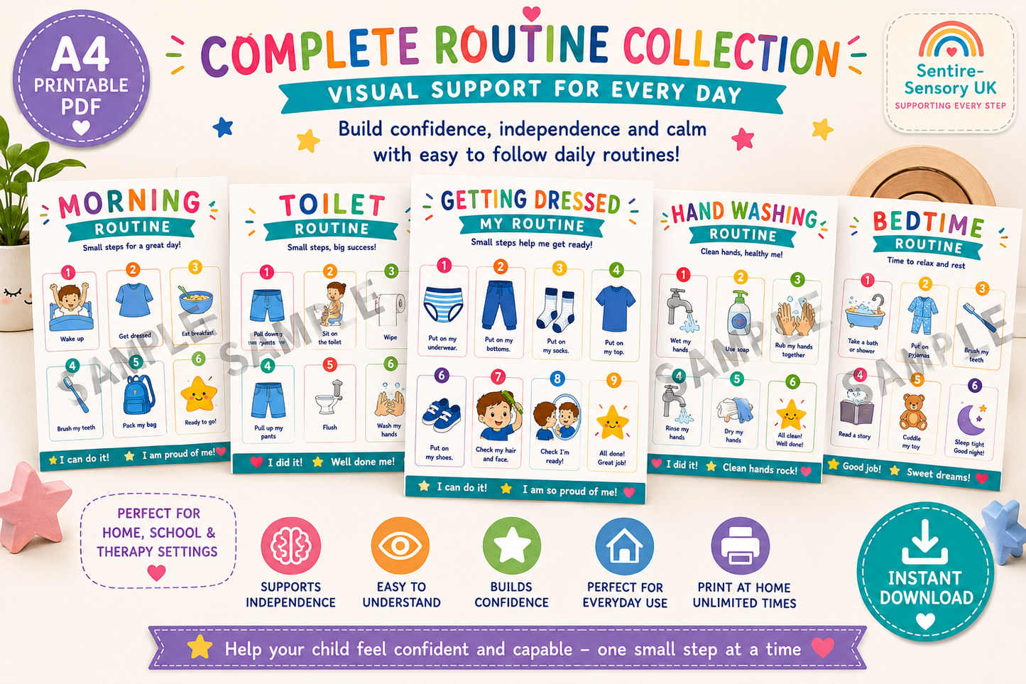 Getting Dressed Routine Chart for Kids | A4 Printable PDF Visual Schedule | Instant Download