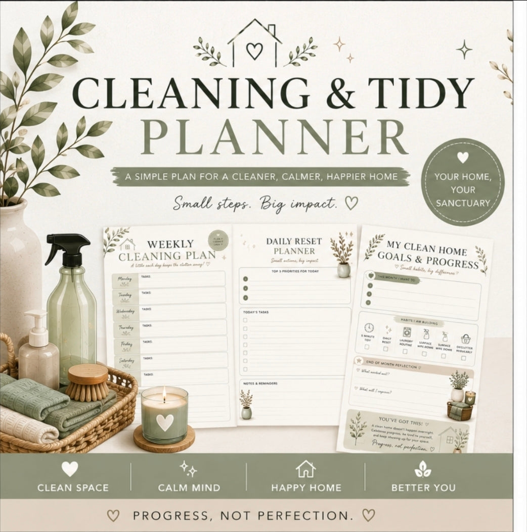ADHD-Friendly Cleaning & Tidy Planner Printable PDF | Home Organisation, Cleaning Checklist & Declutter Bundle