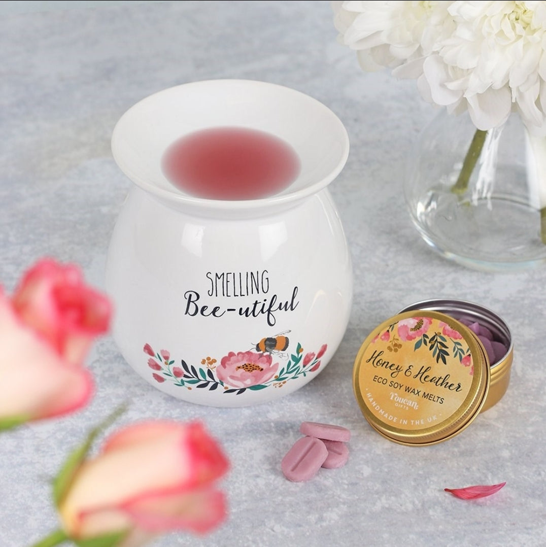 LARGE SMELLING BEE-UTIFUL WAX MELT BURNER GIFT SET
