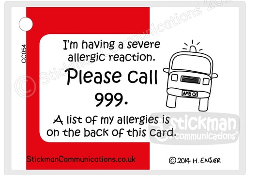 Severe Allergic Reaction card