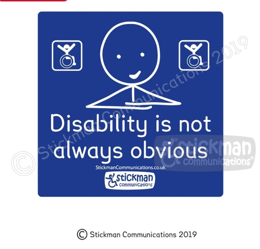 Disability not always obvious, vinyl sticker