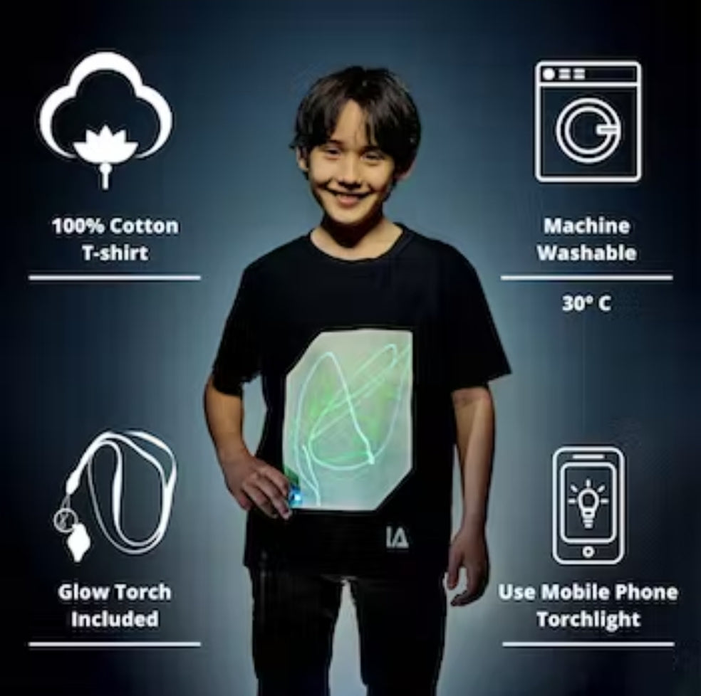 Kids Interactive Glow T-Shirt - Black