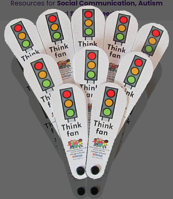 Traffic light think fan to indicate Stop, Think or OK